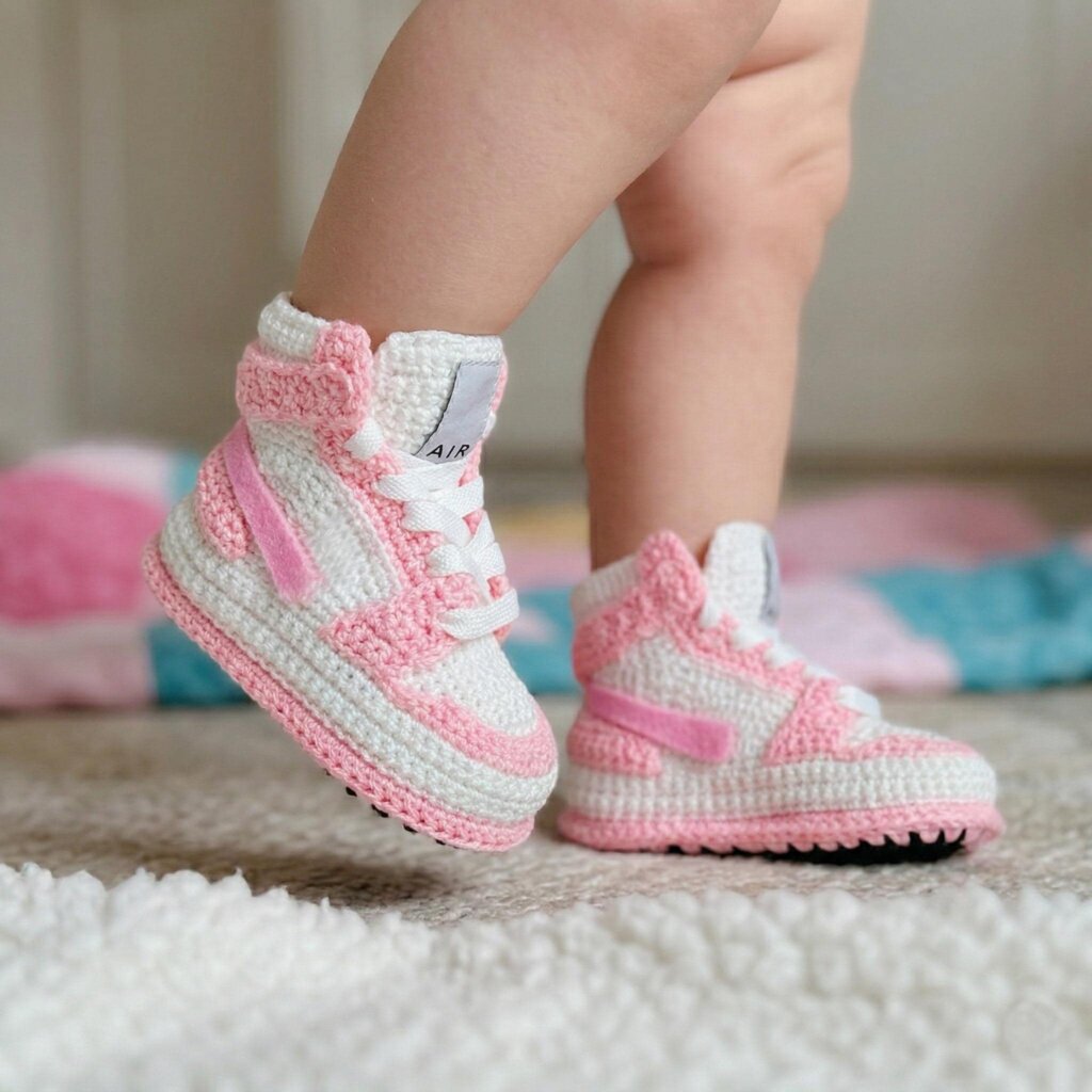 Crochet Baby Girl Jordan-Style Sneakers Booties - view 2