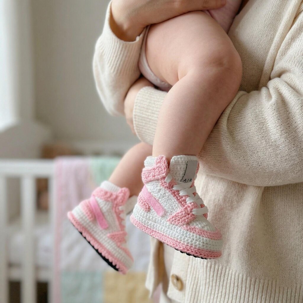 Crochet Baby Girl Jordan-Style Sneakers Booties - view 4