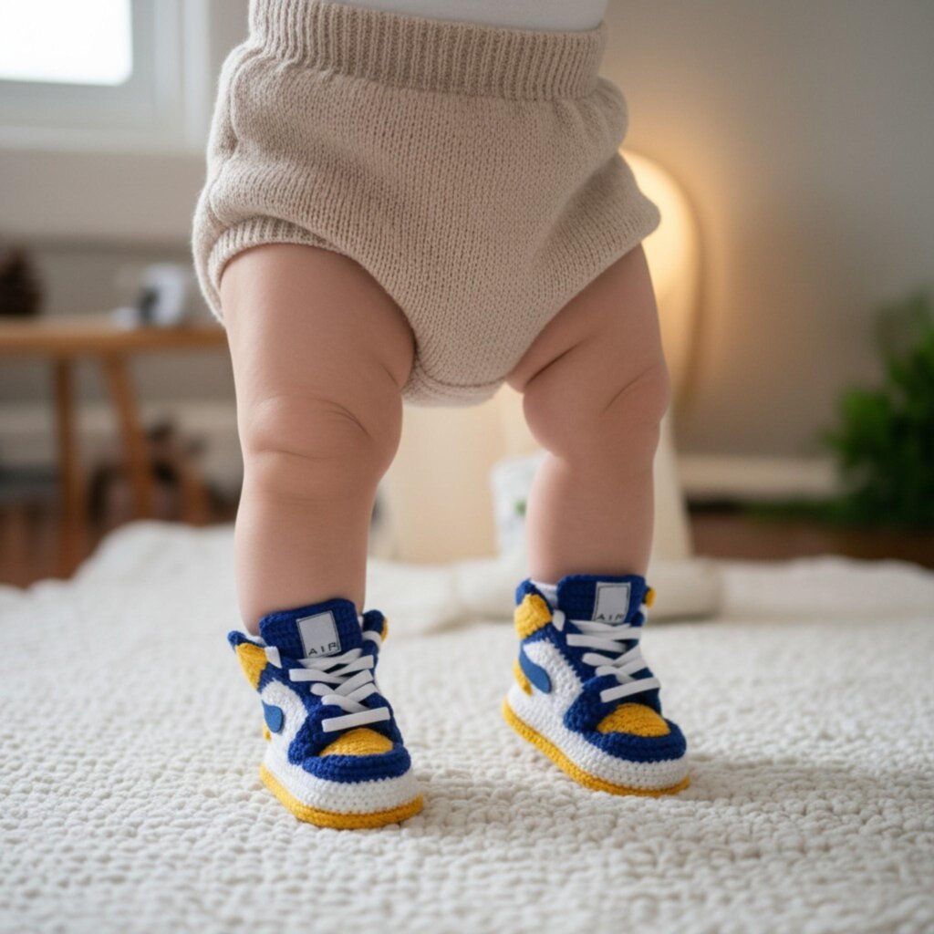 Michigan Colors Crochet Baby Jordan Booties - view 3