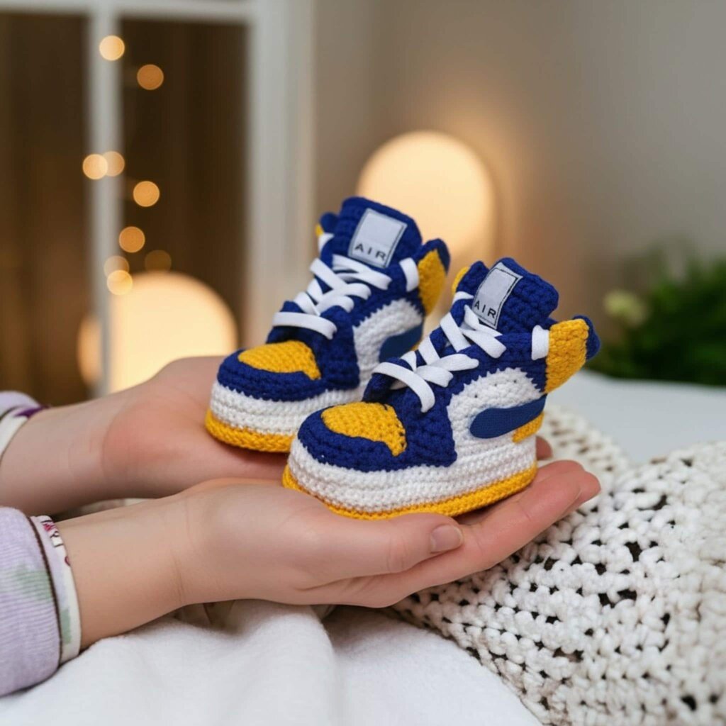 Michigan Colors Crochet Baby Jordan Booties - view 2