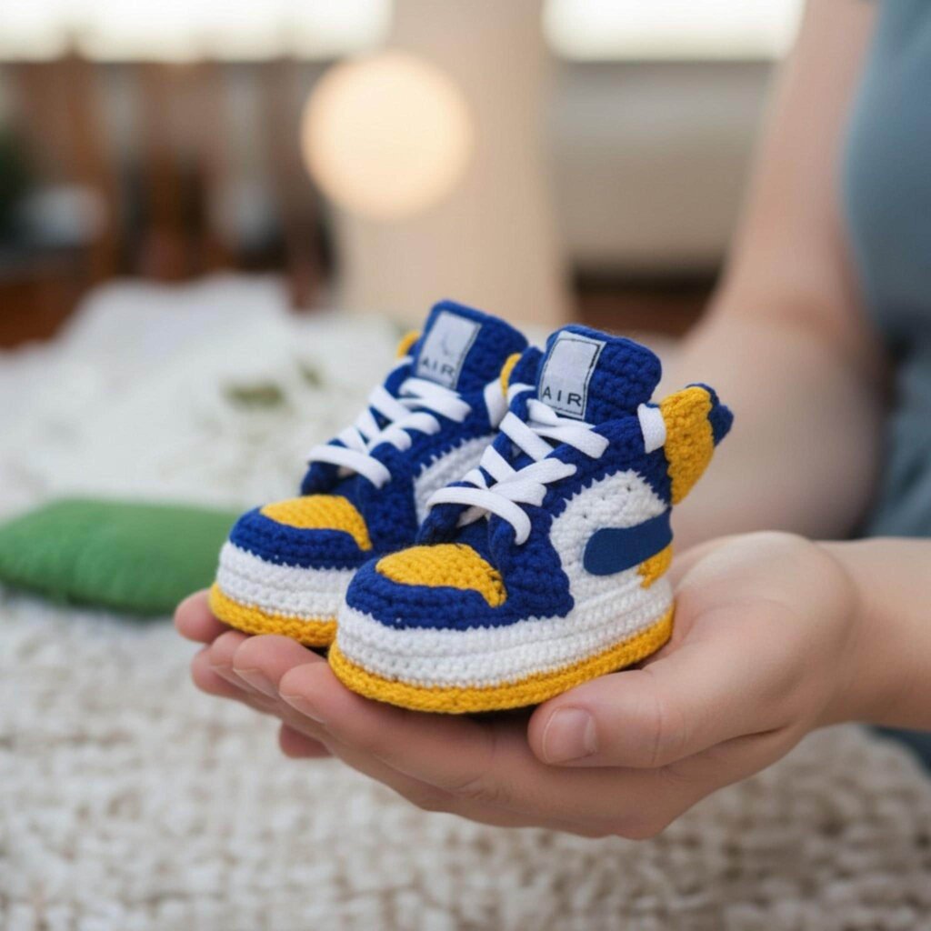 Michigan Colors Crochet Baby Jordan Booties - view 4