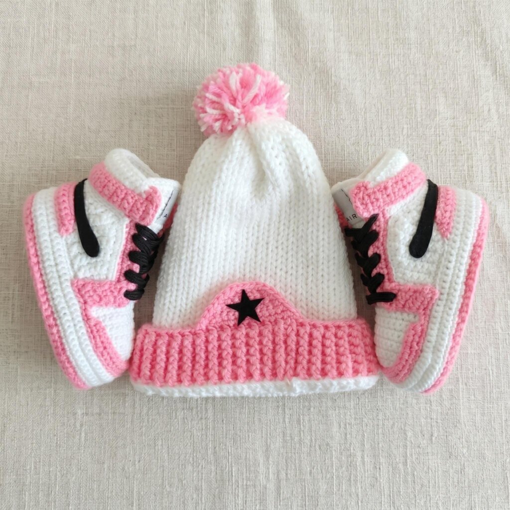 Pink Jordan Hat Booties Set - view 5