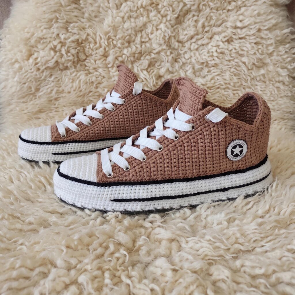 Brown Crochet Sneakers Slippers - view 5 Brown Crochet Sneakers Slippers - view 5
