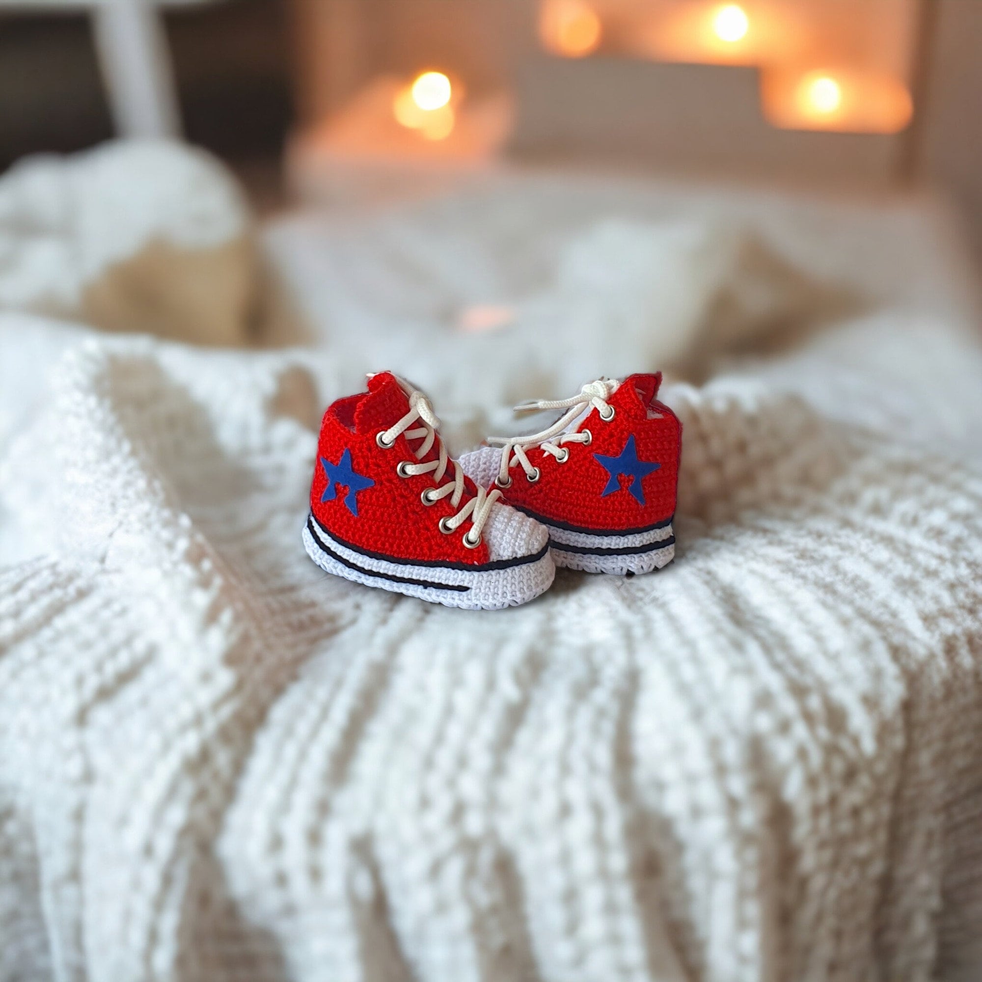 Organic Crochet Converse-Style Baby Booties, Gender Neutral Baby Shower Gift, Baby Christmas Gender Reveal Announcement Gift, Gender Neutral