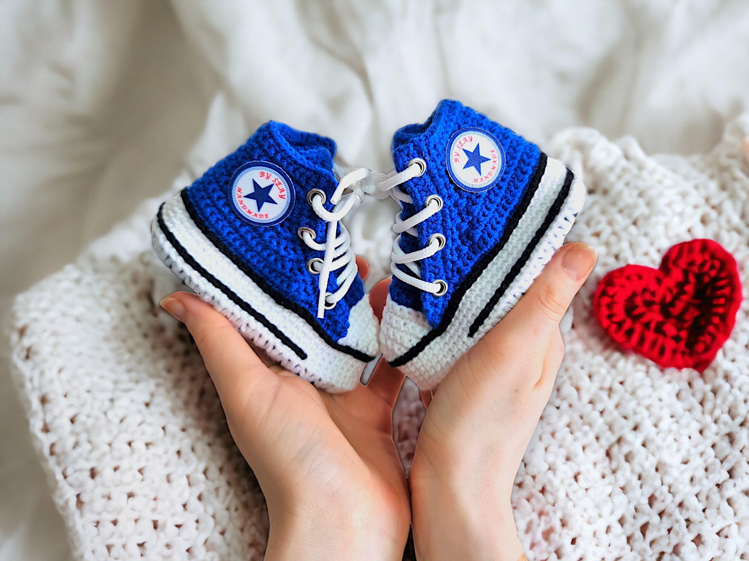 Chic Custom Baby Converse Sneakers | Cozy Knit Booties, Newborn Boys | 0-3, 3-6, 6-9, 9-12 Months, Gender Reveal Ideas & Baby Announcement