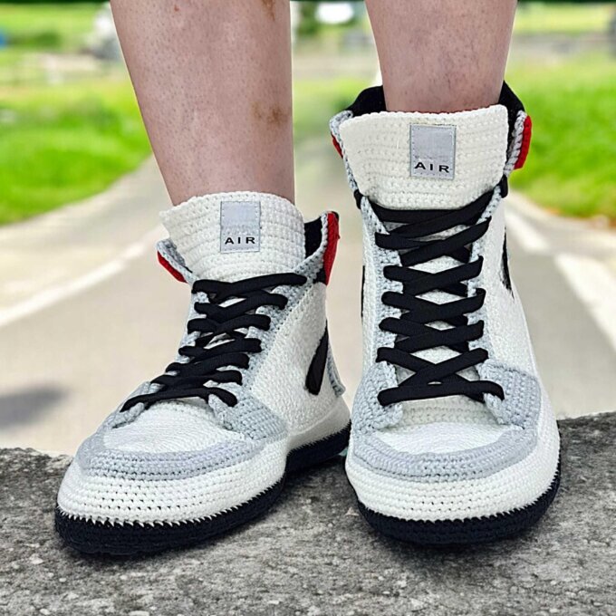 Jordan Style Grey Crochet Shoes