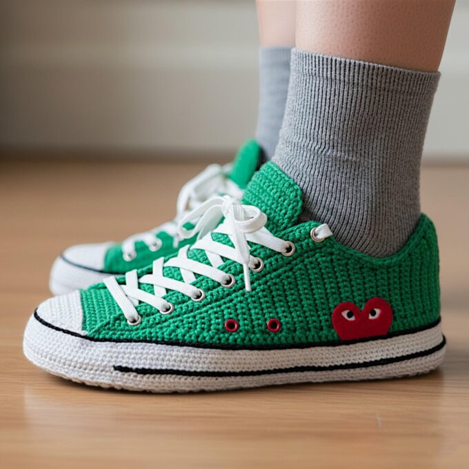 Knitted Sneaker Slippers Unisex Cozy House Shoes Crochet Plush Trainers Sneakerhead Gift Basketball Fan Gear Custom Gift for Him or Her