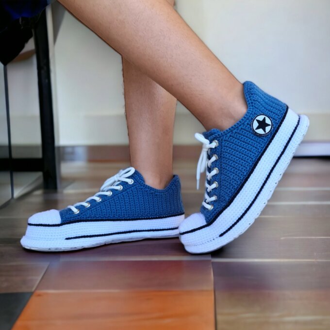 Navy Blue Crochet Sneakers