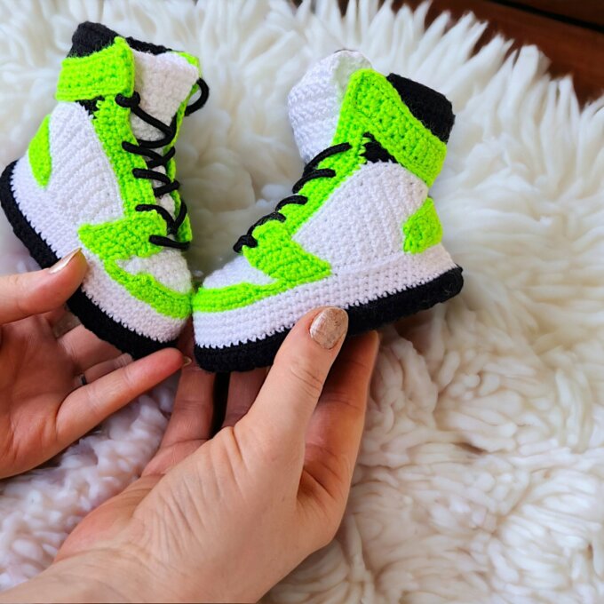 Neon Green Knitted Baby Jordans Sneakers