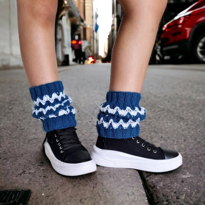 Personalized Blue & White Boot Cuffs