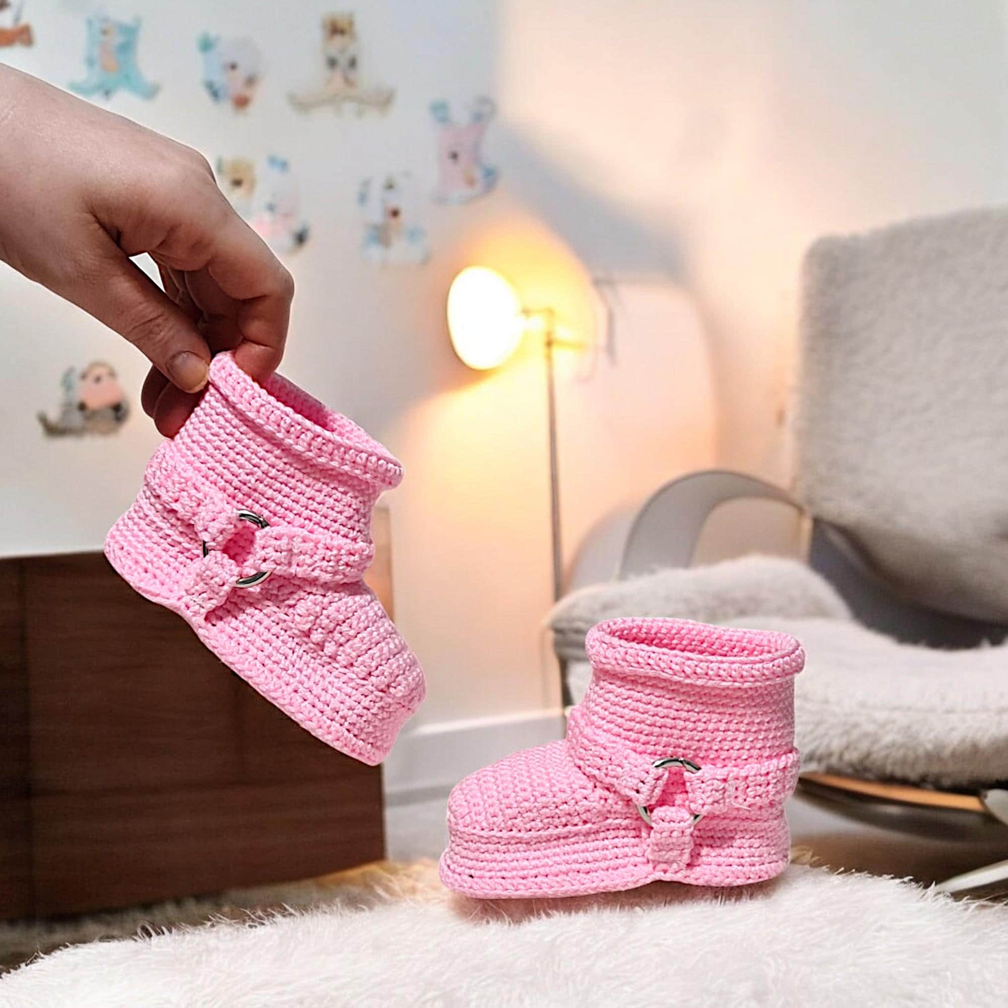 Pink Crochet Baby Girl Booties