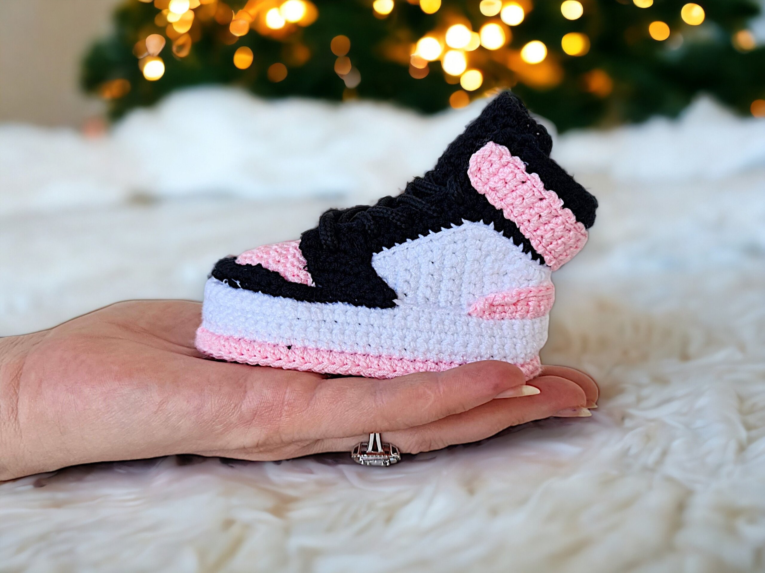 Pink Girl Jordan Crochet Baby Booties