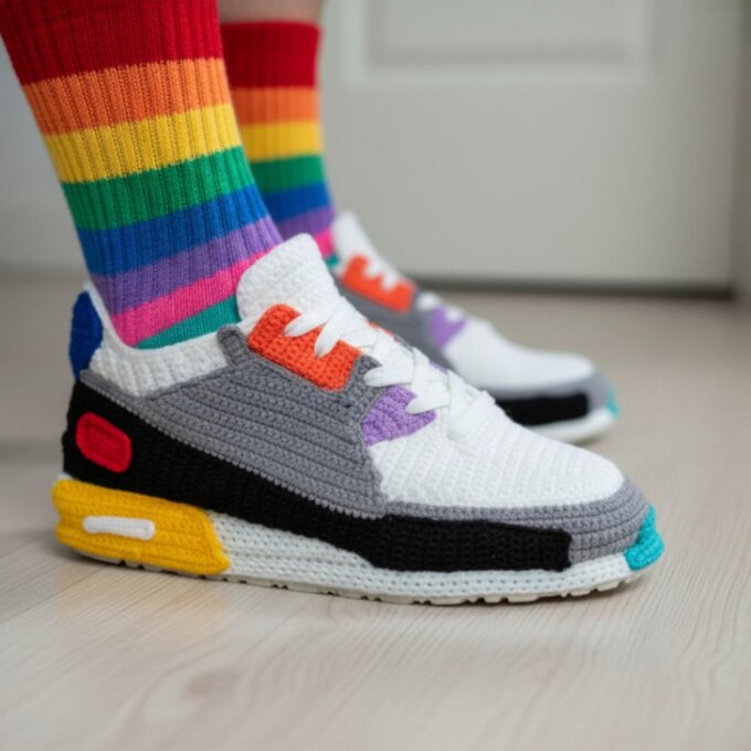 Rainbow Crochet Pride Sneakers
