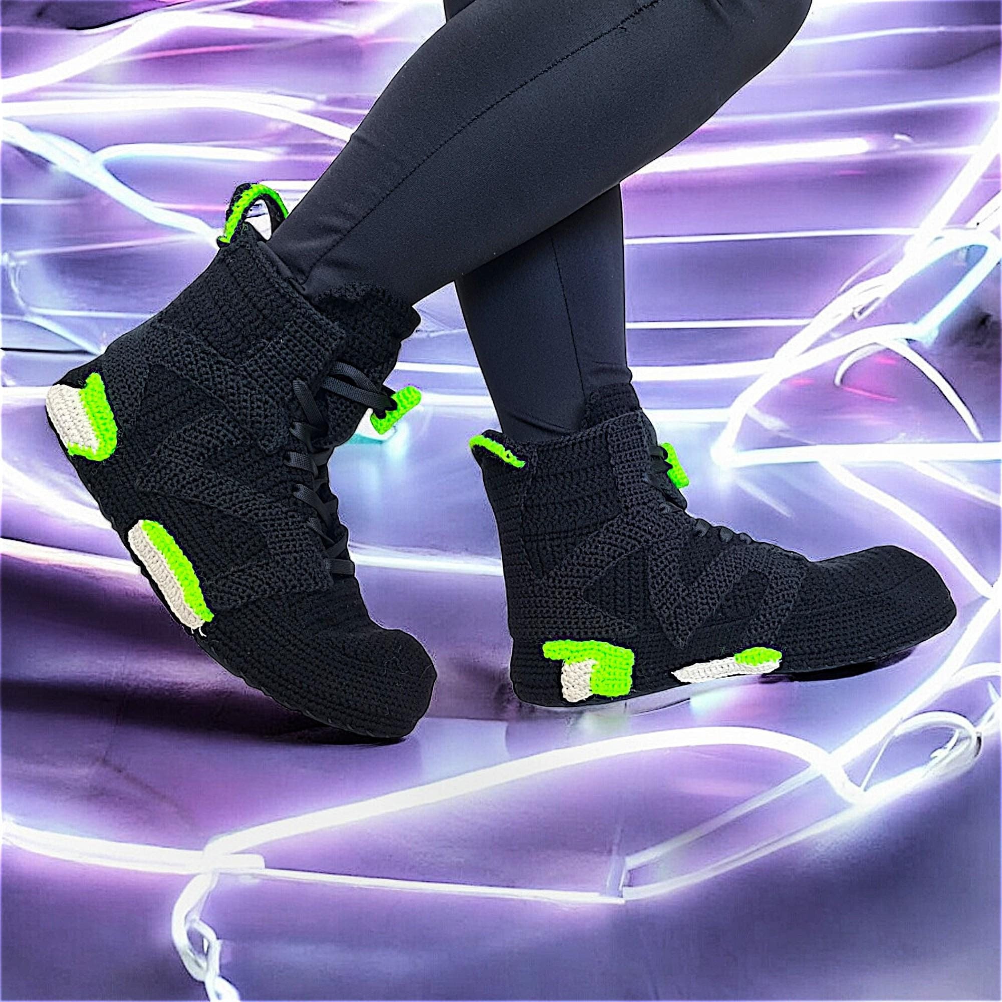 Retro Jordans Style Neon Green Sneakers Slippers