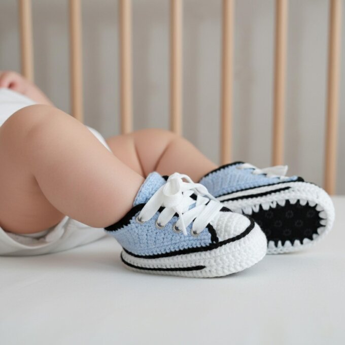 Soft Baby Blue Crochet Sneakers Newborns 038 Toddlers Knitted Babies Booties 0 3M 3 6M 6 9M 9 12M Boy Girl Walker Shoes Baby Shower Gift