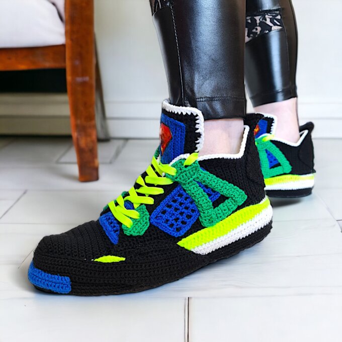 Superhero Aj4 Crochet Jordan Sneaker Slippers