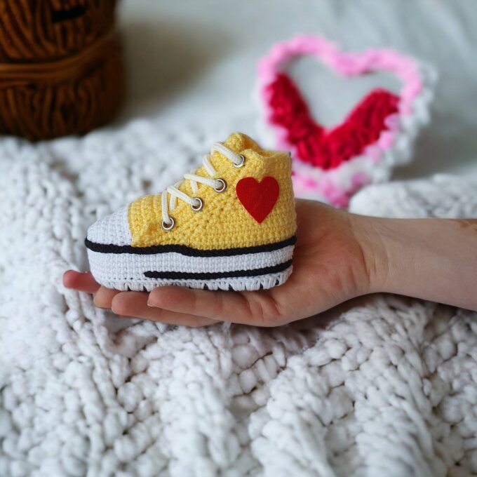 Yellow Crochet Baby Converse-style Sneakers